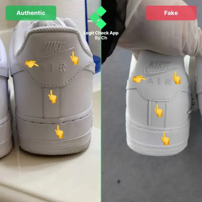 Kiểm tra các chi tiết phía sau gót giày AF1
